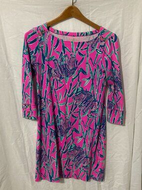Lily Pulitzer Women S Stretch Blue Purple Pink Dress Casual Graphic Print South